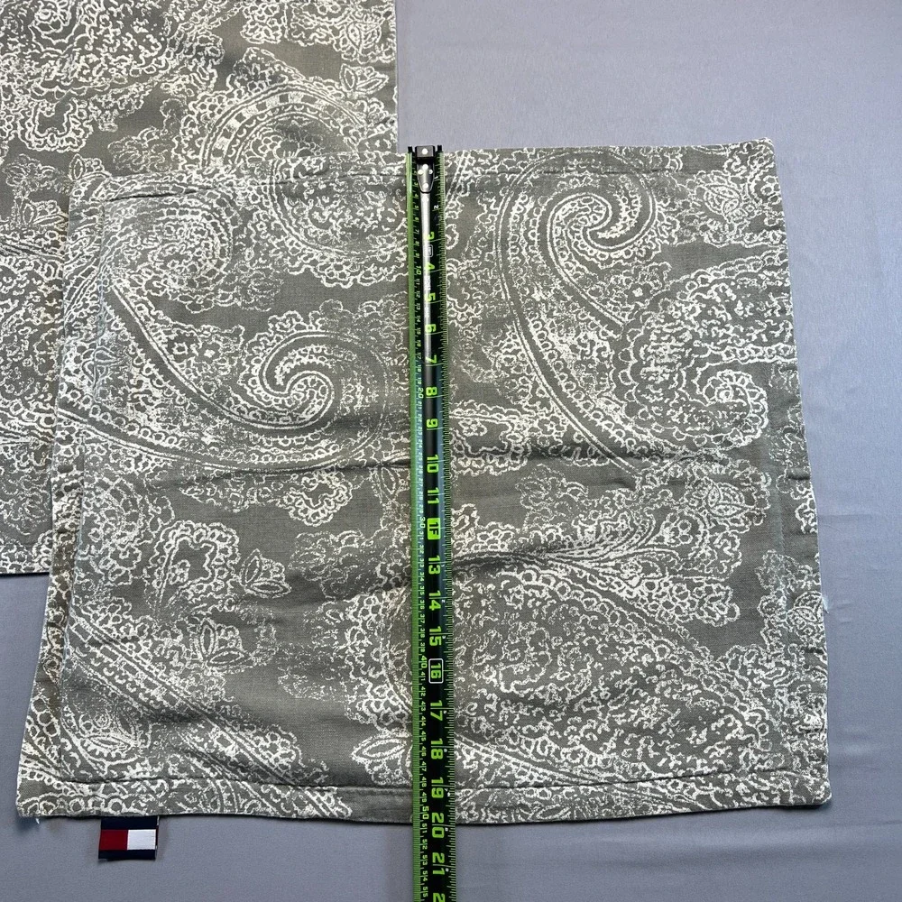 Set of 2 Tommy Hilfiger Paisley Lumbar Pillows Cover Gray 100% Cotton 20